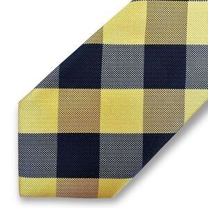 Gianfranco‎ blue and yellow plaid microfiber tie made in Italy